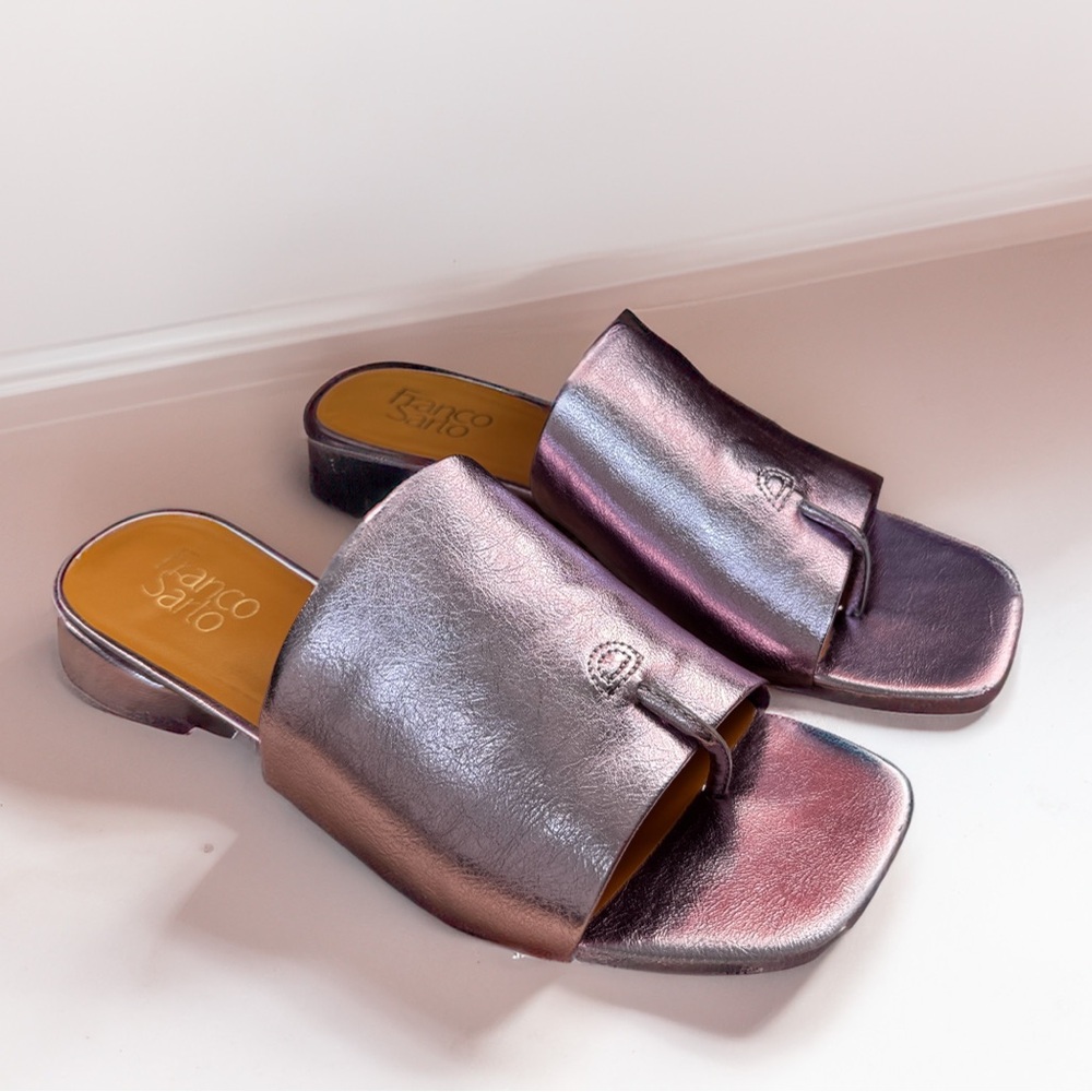 Franco Sarto Women's Loran Slide Sandal Light Metallic Pink size 9